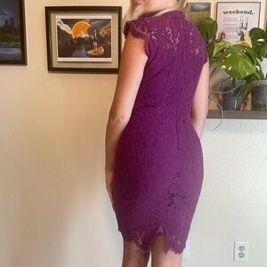 Chic Purple Lace Midi Dress